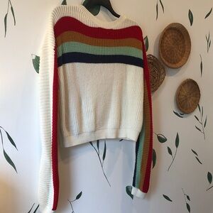 SHEIN Multicolor Striped Crew Neck Sweater